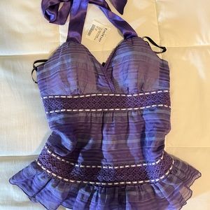 Bebe Lace-trim Backless Halter